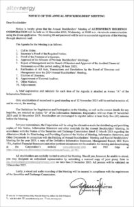 Alternenergy Holdings Corp. to hold Annual Stockholders’ Meeting on Dec. 10 via Zoom